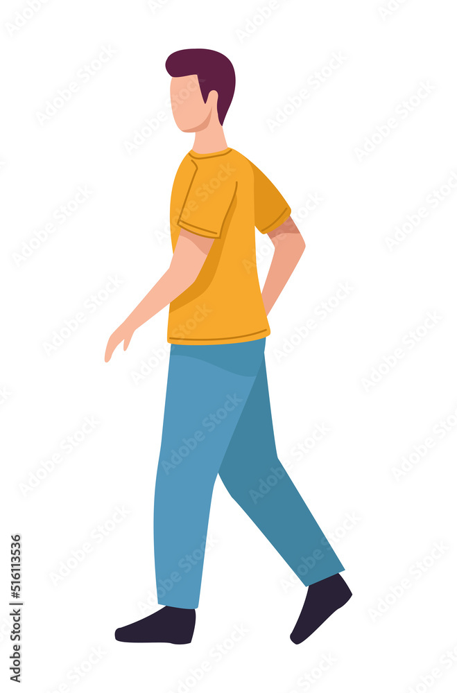 young man walking character