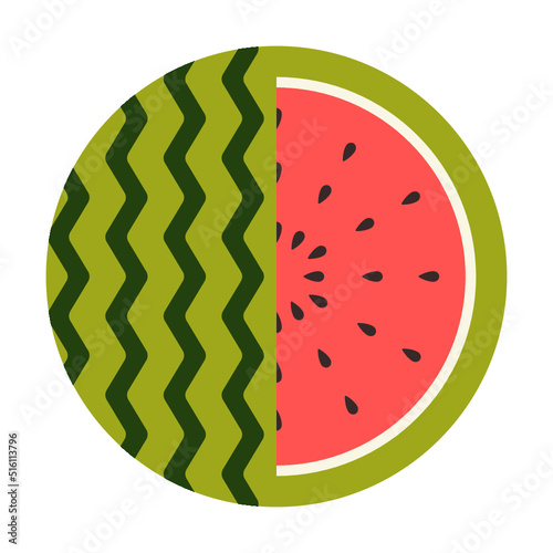 halves of watermelon. one is inside and another one is outside. opposite concept. flat design. vector illustration.