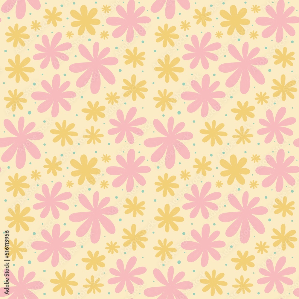 Cute floral pattern.Perfect design for posters, cards, textile, web pages.