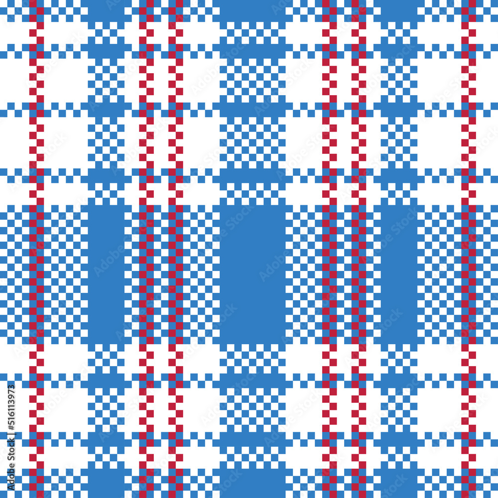 Vector Retro Red White Blue Iconic Old Hong Kong Checker Seamless