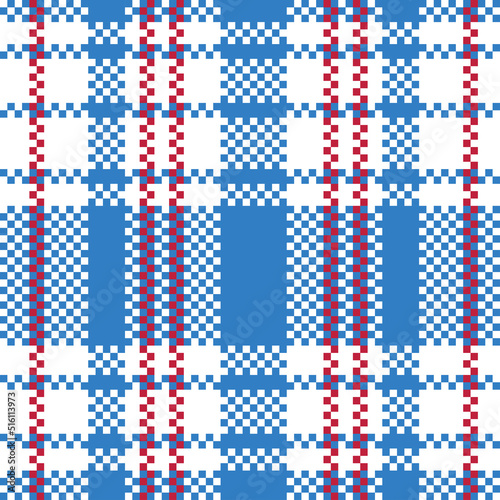 Vector Retro Red White Blue Iconic Old Hong Kong Checker Seamless Pattern for Products or Textile Prints. photo