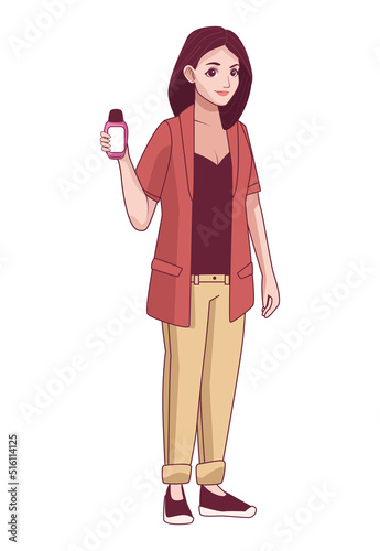 woman with beauty bottle