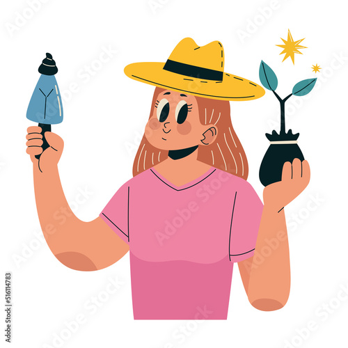 female ecologist with plant