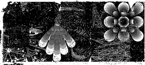 Glitch distorted technology texture . Noise destroyed logo . Trendy defect error shapes .Grunge textured . Distressed effect .Vector shapes with a halftone dots screen print texture.