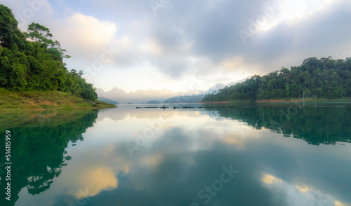 Cheow Lan lake, Ratchaprapha Dam, Khao Sok National Park in Thailand.
