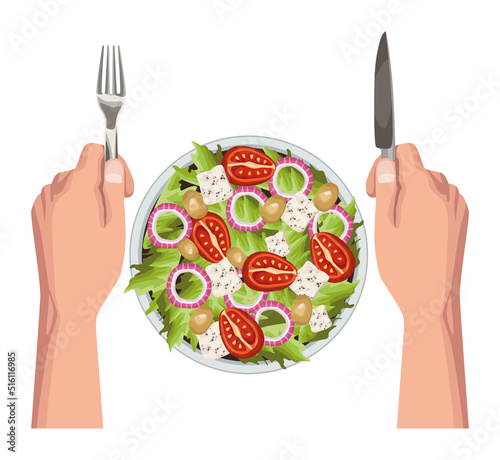 healthy salad and cutleries