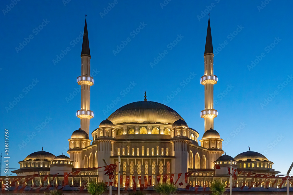 Obraz premium Taksim Mosque front view at night.