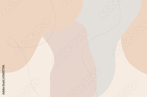 Pastel curves abstract templates with organic abstract shapes, pastel colors shapes on each others, Neutral pastel background in minimalist style