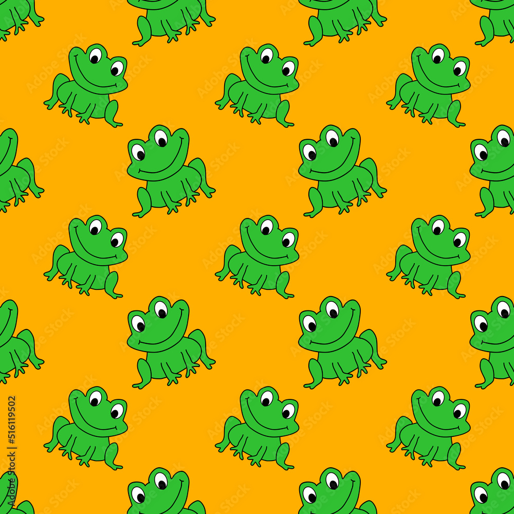 Obraz premium Green Smiling Frog Seamless Texture