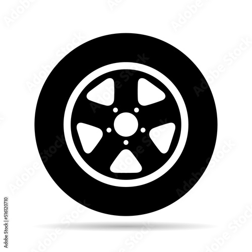 Auto car wheel icon, vehicle tire rim symbol, automotive race sport sign vector illustration