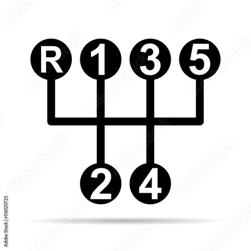 Handle car manual shift lever icon with shadow, vehicle gear technology vector illustration equipment