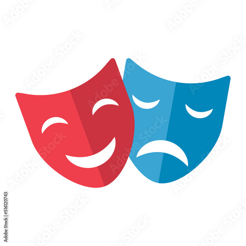 Set of Theater face mask icon, emotion actor comedy and drama symbol, festival sign vector illustration