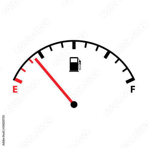 Fuel car indicator icon, gauge petrol automobile meter symbol, control sign vector illustration