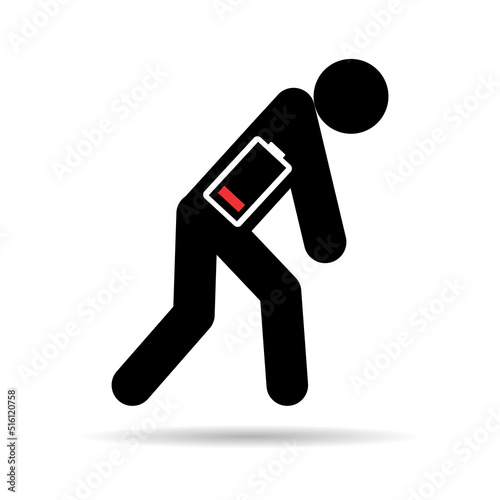 Tired man icon with shadow, sleep emotion tired sign, bored concept symbol, graphic vector illustration