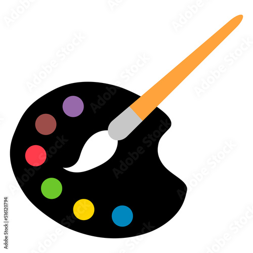 Flat art tool palette with paints color, artist web design graphic vector illustration