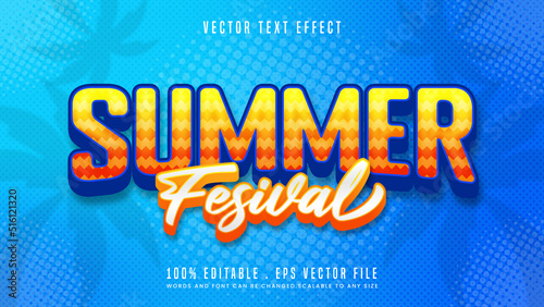 Summer festival 3d editable text effect font style