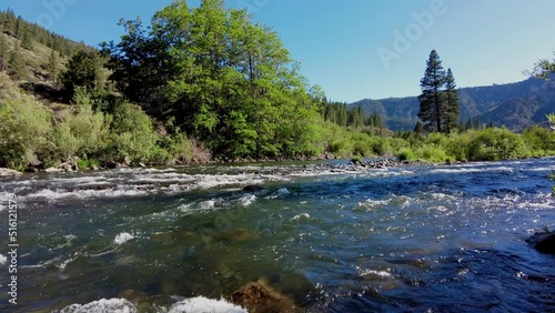 Truckee river flowing near the California Nevada boarder in the sierra nevada mountains photo
