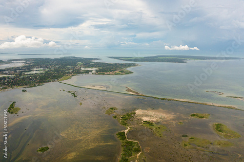 Aerial view of seascape with islands in the north of Sri Lanka. photo