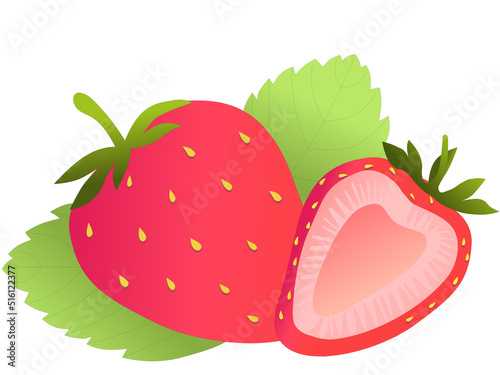 Strawberry with leaves illustration vector