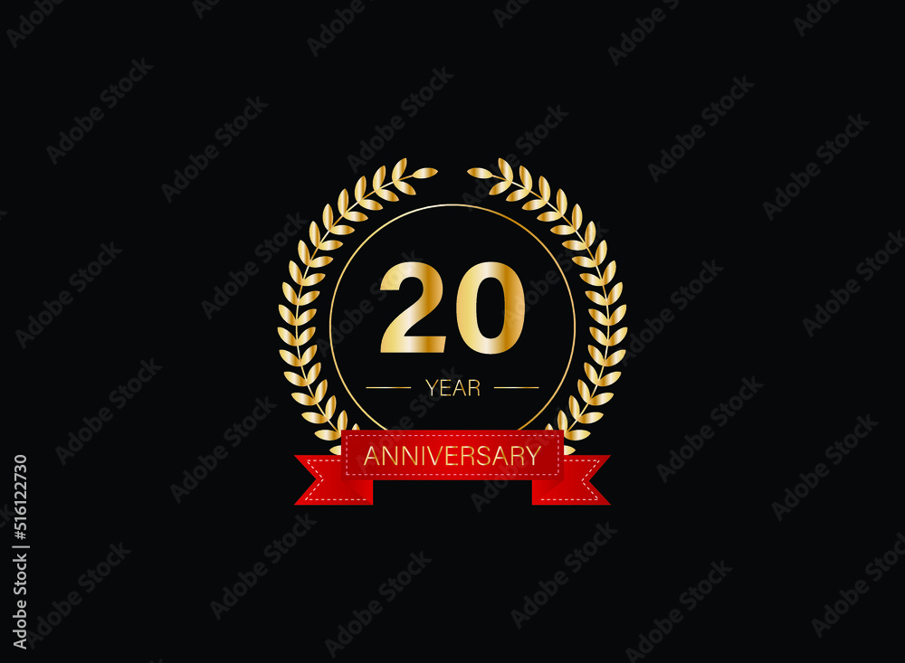 20th anniversary celebration with gold glitter color and white background. Vector design for celebrations, invitation cards and greeting cards. eps 10. 20th anniversary celebration with gold glitter color and white background. Vector design for celebrations, invitation cards and greeting cards. eps 10.