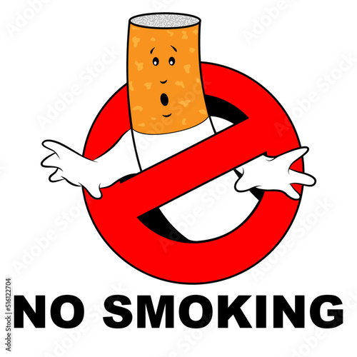 No-smoking sign with a cartoon image of a cigarette.