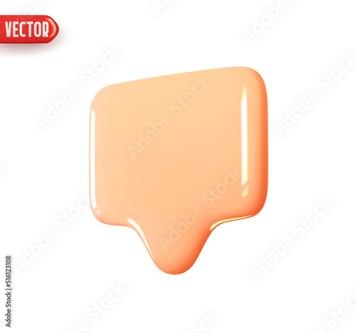 Notification message dialog. Realistic 3d design In plastic cartoon style. Icon isolated on white background. Vector illustration