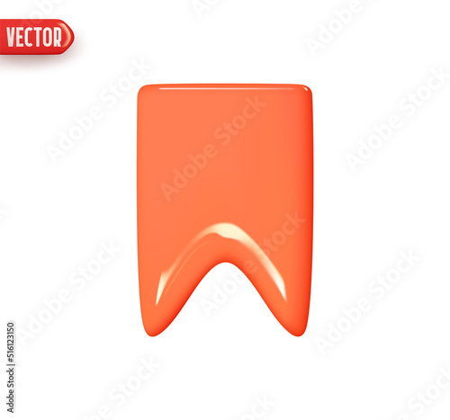 Flag Bookmark checkbox red color. Small flag. Realistic 3d design In plastic cartoon style. Icon isolated on white background. Vector illustration