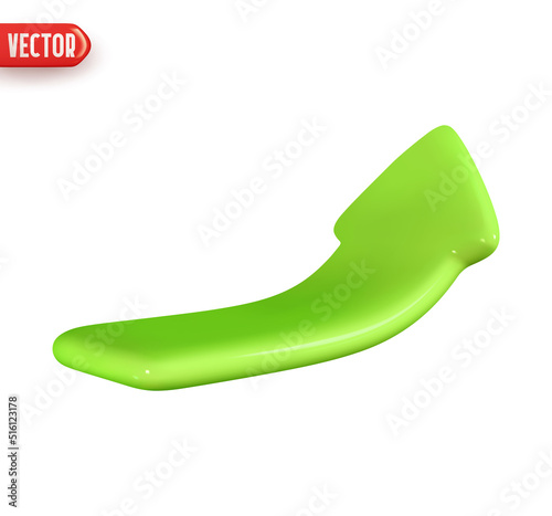 Curve arrow indicator pointing upward trend green color. Realistic 3d design In plastic cartoon style. Icon isolated on white background. vector illustration