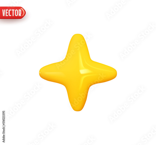 Star yellow golden colors. Realistic 3d design In plastic cartoon style. Icon isolated on white background. Vector illustration