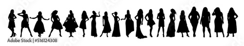 vector collection of fashionable girl silhouettes