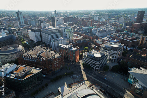 Foto Manchester City Centre Drone Aerial View Above Building Work Skyline Constructio