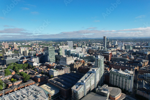 Vászonkép Manchester City Centre Drone Aerial View Above Building Work Skyline Constructio