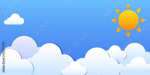 Cloudscape , blue sky with clouds and sun