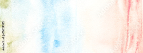 Watercolor landscape texture background. Blue  green  yellow abstract landscape gradient. Sky batik graphic. Fall color painting. Design illustration brush stroke. Aquarelle art backdrop banner