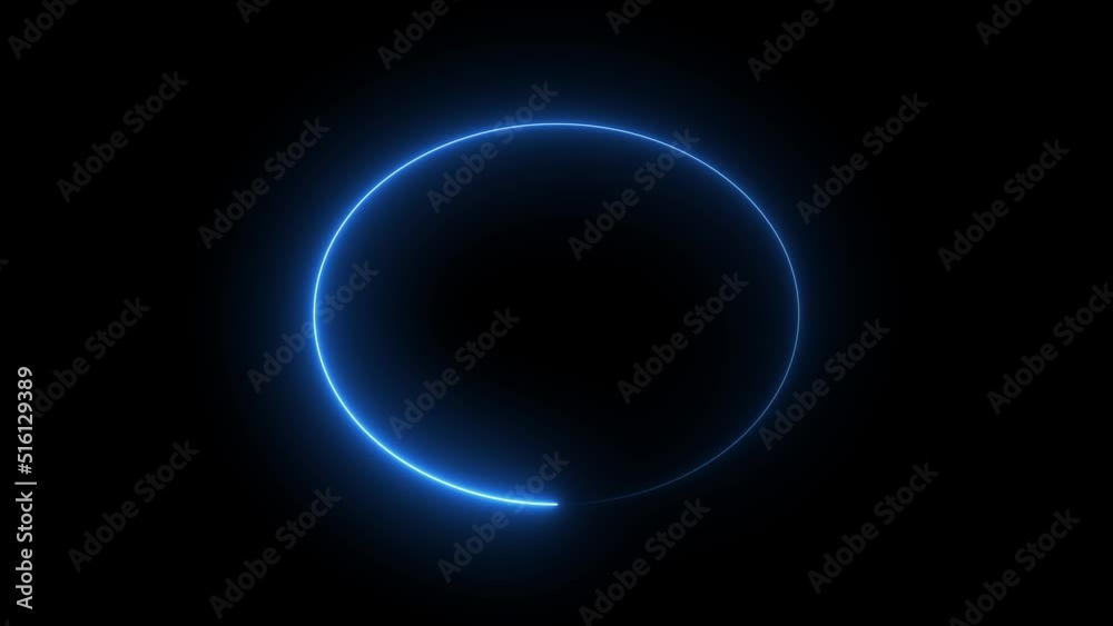 Blue neon glow circle frame. Blue neon glow circle frame.