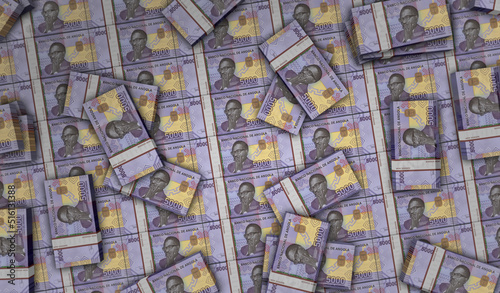 Angola Kwanza money banknotes pack 3d illustration