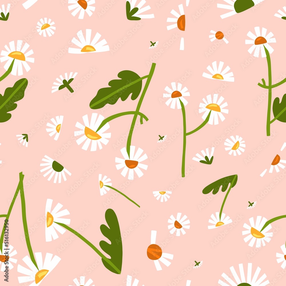 Hand drawn vector abstract graphic clipart illustrations seamless pattern of composition with abstract boho shapes of blossom flower,leaves and chamomile.Modern magic nature design.Botanical garden. Hand drawn vector abstract graphic clipart illustrations seamless pattern of composition with abstract boho shapes of blossom flower,leaves and chamomile.Modern magic nature design.Botanical garden.