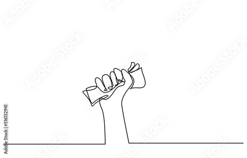 one strong hand is holding the banknotes firmly