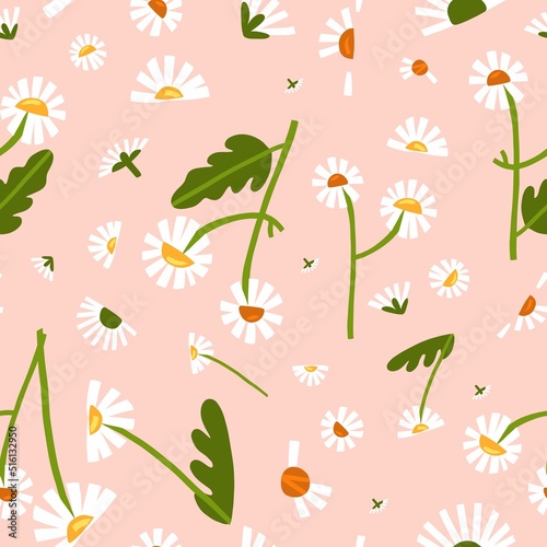 Wallpaper Mural Hand drawn vector abstract graphic clipart illustrations seamless pattern of composition with abstract boho shapes of blossom flower,leaves and chamomile.Modern magic nature design.Botanical garden. Torontodigital.ca