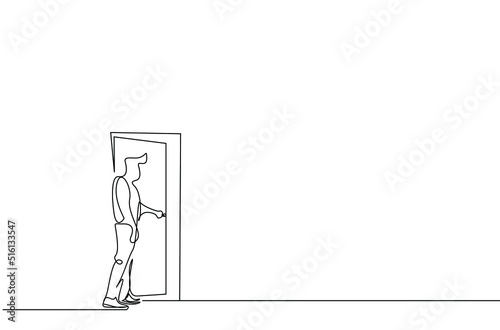 a man opens the door and looks