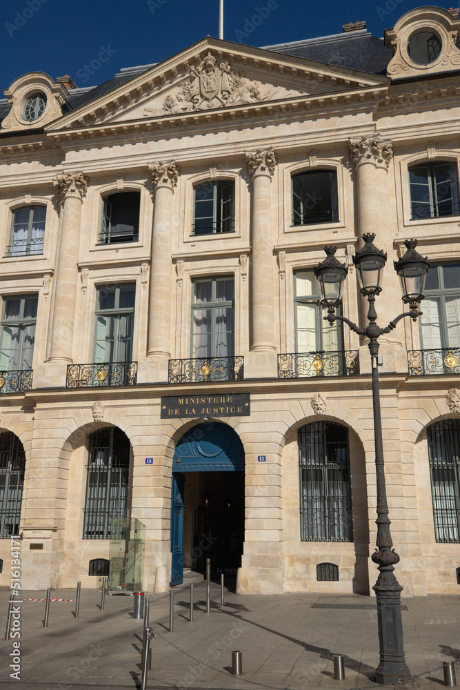Fototapeta premium Façade du ministère de la Justice, place Vendôme à Paris