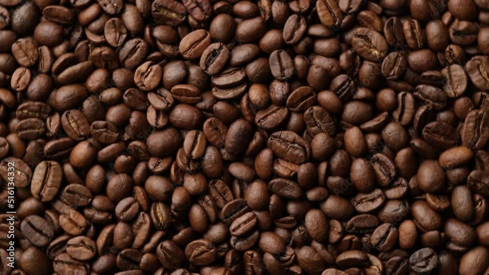 Zoom Dark roast coffee beans top view, rotate Zoom Dark roast coffee beans top view, rotate