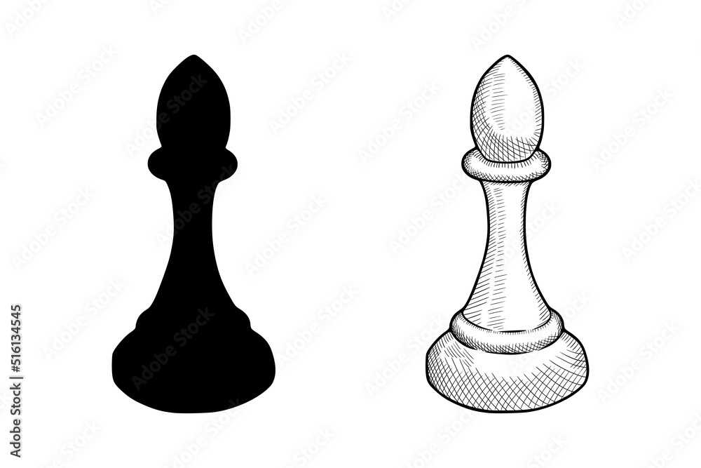 Premium Vector  Set of chess pieces sketch. 6 hand-drawn black