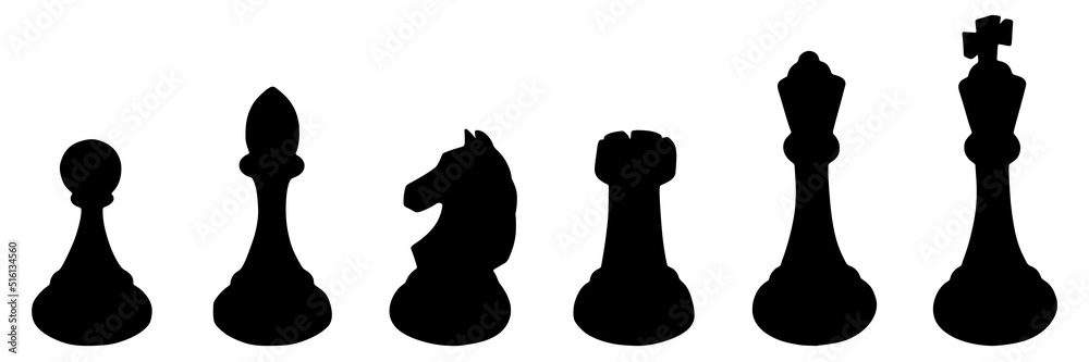 Vector set of silhouettes of chess pieces isolated on white background. Vector set of silhouettes of chess pieces isolated on white background.