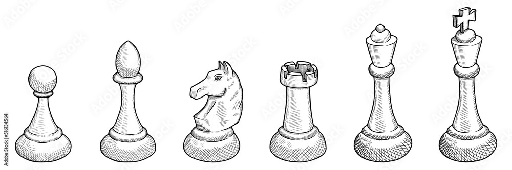 Chess Pieces Set Drawing High-Res Vector Graphic - Getty Images