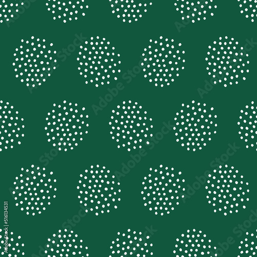 White small group of dots seamless pattern with green background