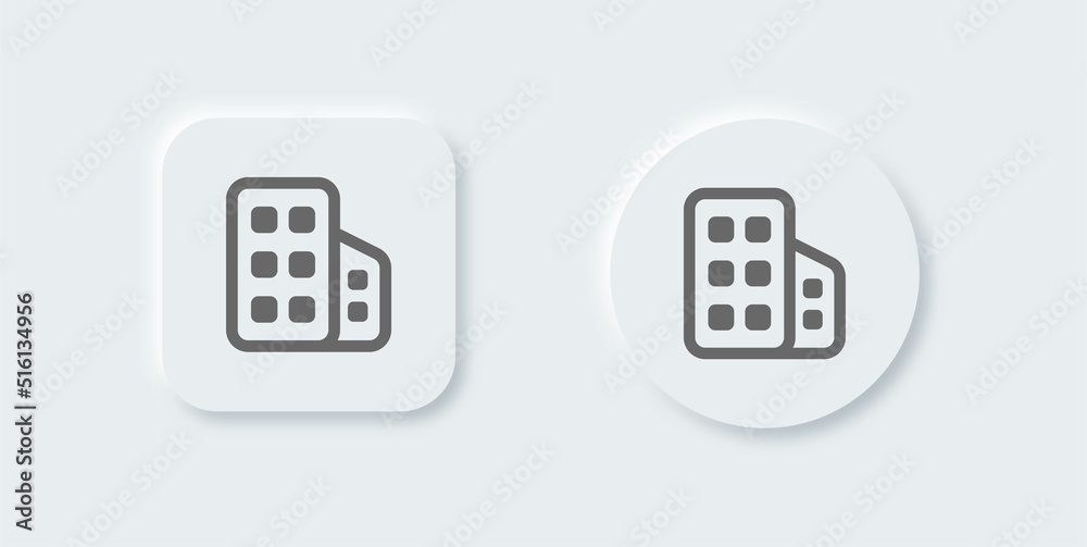 Building line icon in neomorphic design style. Architecture signs vector illustration. Building line icon in neomorphic design style. Architecture signs vector illustration.