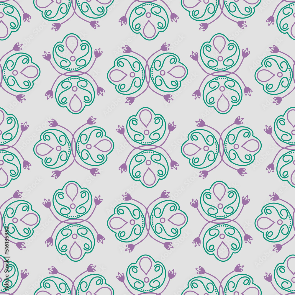Psychedelic flowers are round. Seamless pattern for a stylish interior.