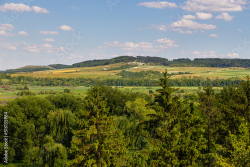 A view of the Olesko village from the castle hill, Olesko, Ukraine.