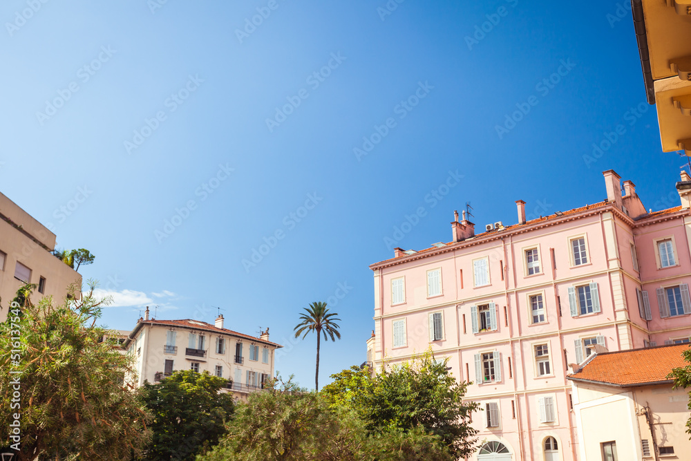 Vintage Architecture Of Houses in residential histroric district in Downtown Of Cannes
